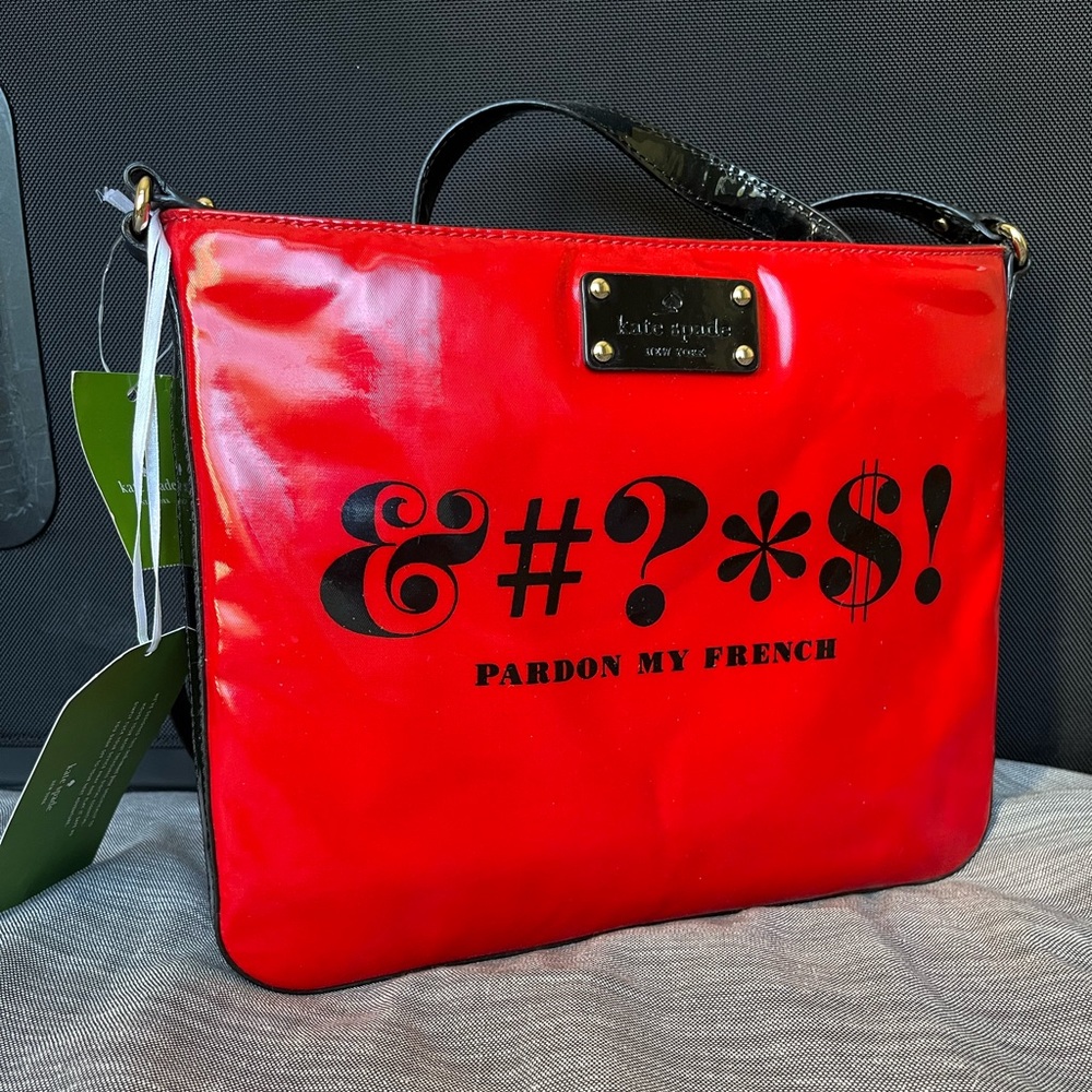 Kate Spade Pardon My French Red Darby Tech Library Way
